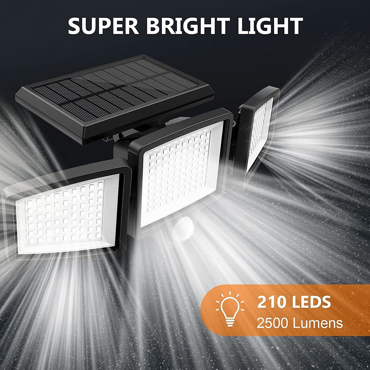 ⏰Limited Stock 60% OFF Solar Lights Outdoor - 210 LED 2500LM Waterproof Motion Sensor Security Lights with Wireless Remote