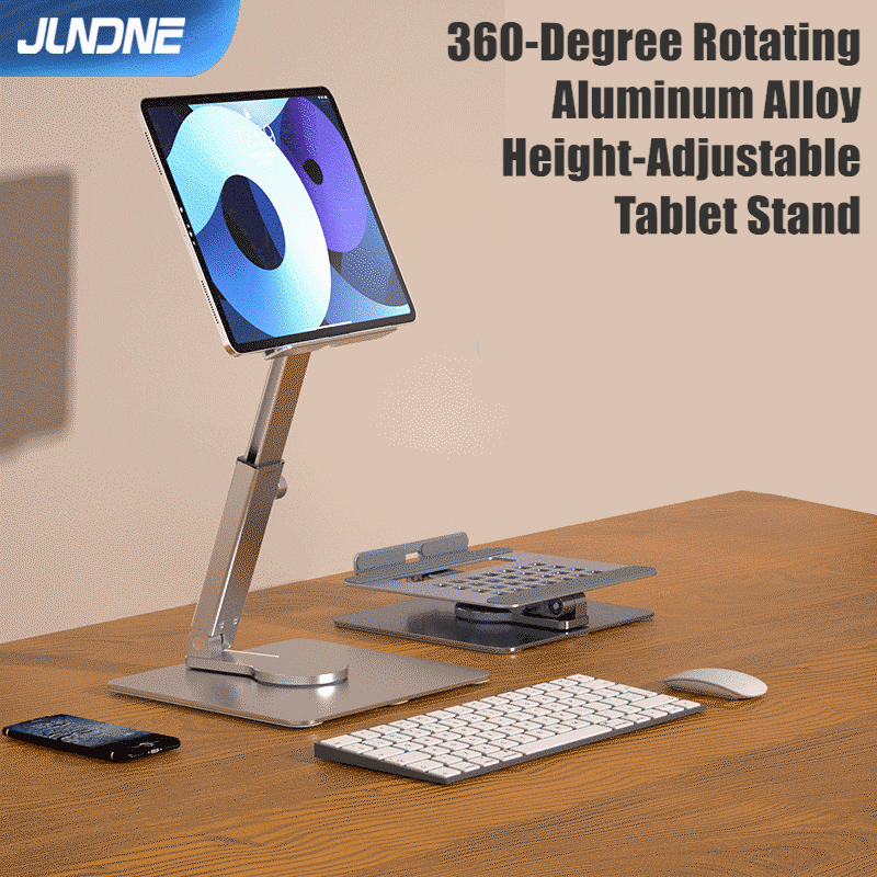 iPad Stand, Height Adjustable with 360 Rotating Base Holder for Desk