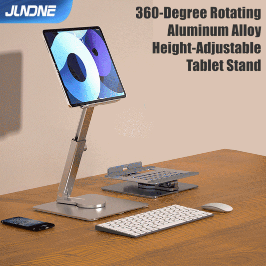 iPad Stand, Height Adjustable with 360 Rotating Base Holder for Desk