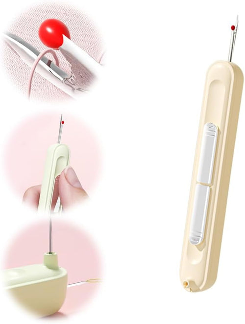 2 in 1 Needle Threader Seam Ripper, Stretchable Seam Rippers for Sewing, Thread Remover Tool for Hand Sewing, Knitting, Cross Stitch, Embroidery and Thread Removal (Green)