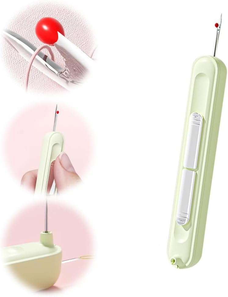 2 in 1 Needle Threader Seam Ripper, Stretchable Seam Rippers for Sewing, Thread Remover Tool for Hand Sewing, Knitting, Cross Stitch, Embroidery and Thread Removal (Green)