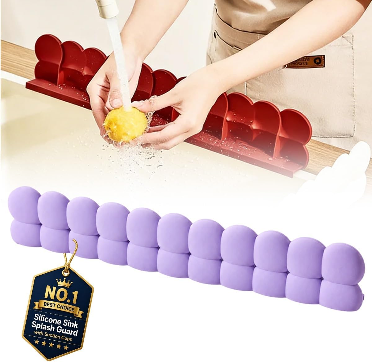 Silicone Sink Splash Guard with Suction Cups for Kitchen Faucet Area