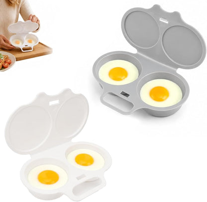 2026 New Dual Microwave Egg Cooker Two Cavity -Light Gray And White