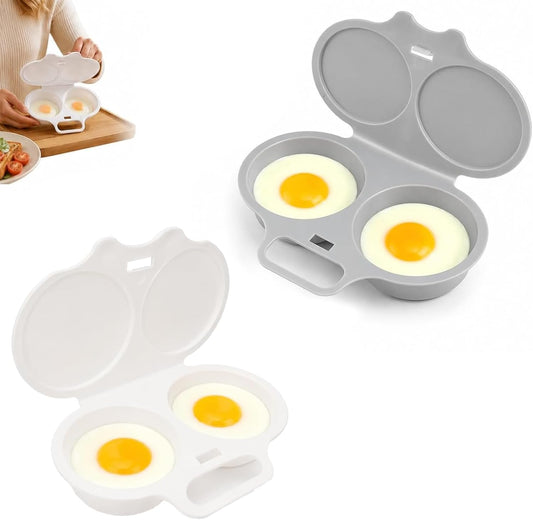 2026 New Dual Microwave Egg Cooker Two Cavity -Light Gray And White