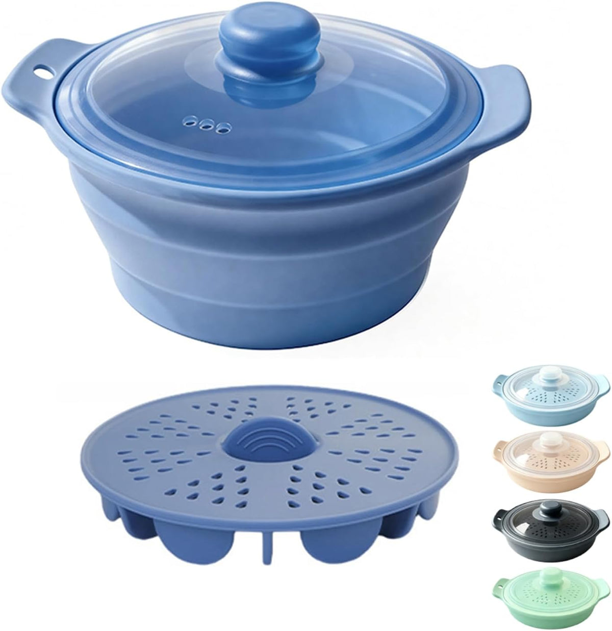 42oz Silicone Microwave Steamer For Cooking Food, Vegetable Steamer