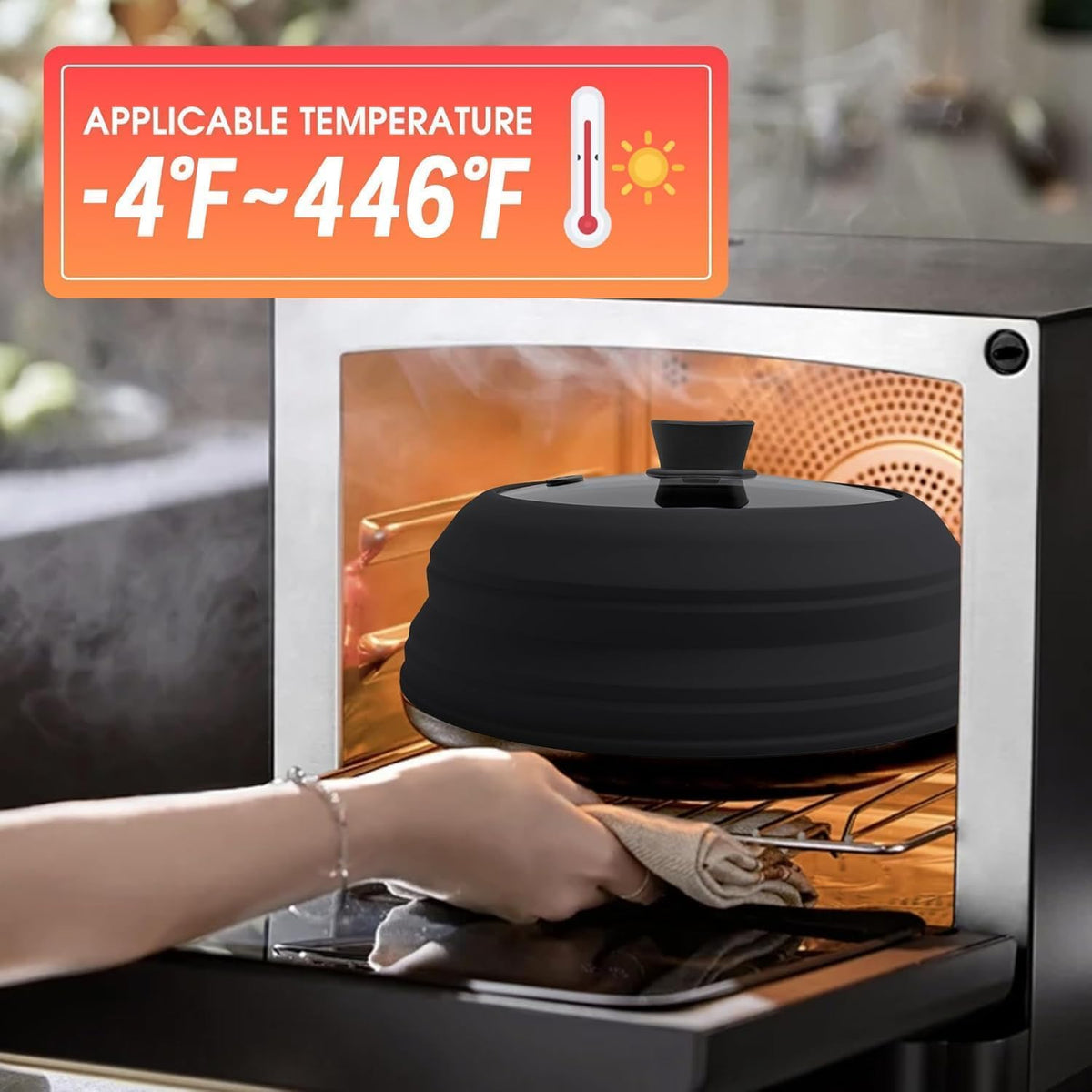 Microwave Splatter Cover for Food Collapsible Cover with Handle
