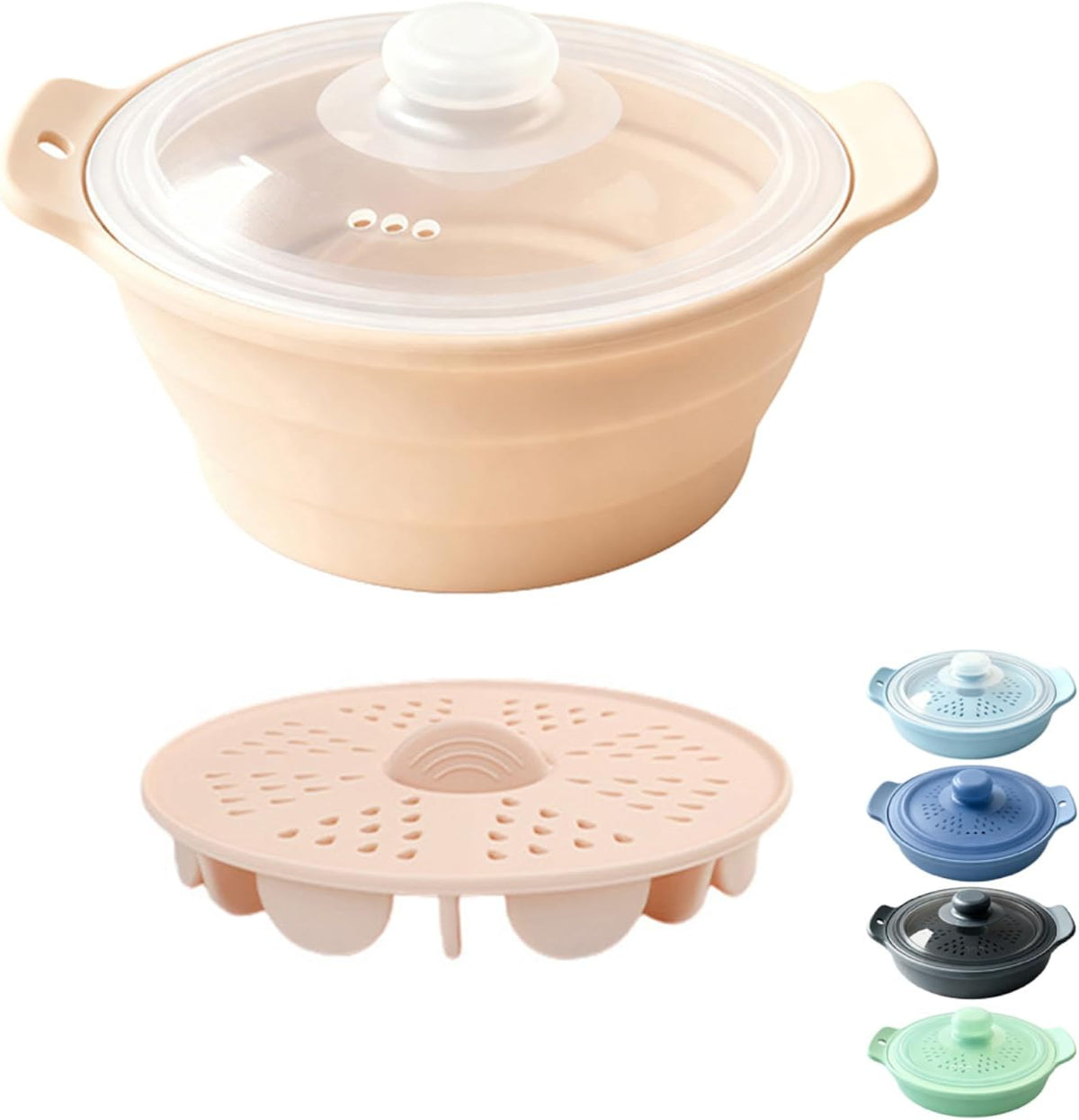 42oz Silicone Microwave Steamer For Cooking Food, Vegetable Steamer