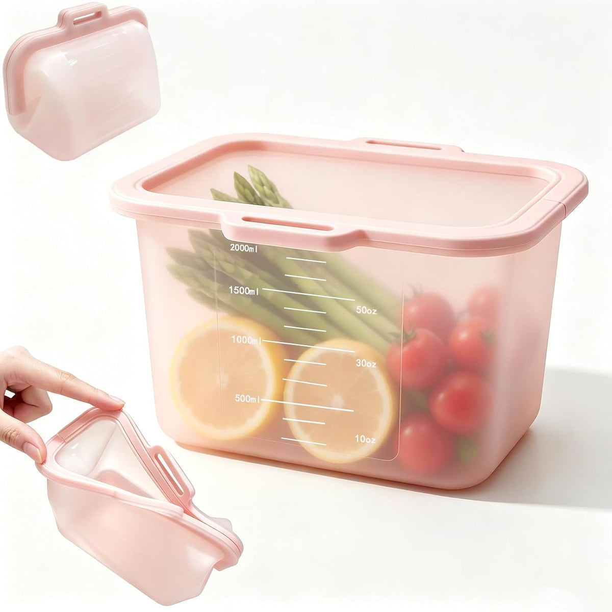 Reusable Silicone Food Storage Bags, Magnetic Seal, 50oz
