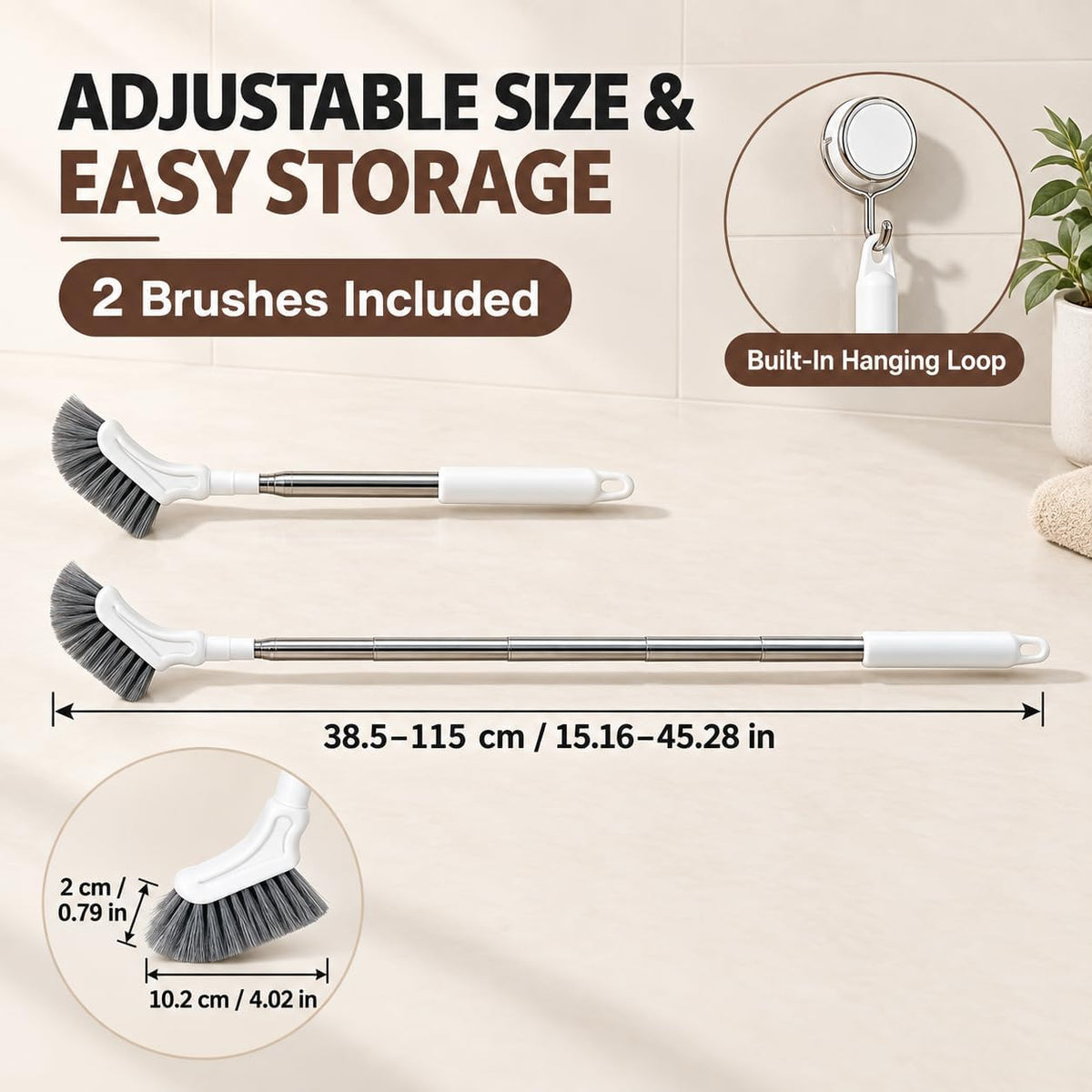 2PCS Telescoping Mini Magic Cleaning Brushes for Bathroom Crevices