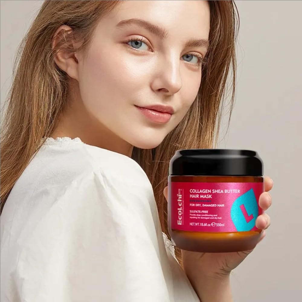 Collagen Hair Mask Shampoo Leaving-in Conditioner Argan Oil Set Collagen Hair Treatment Deep Repair Conditioning for Dry Damaged Hair All Hair Types