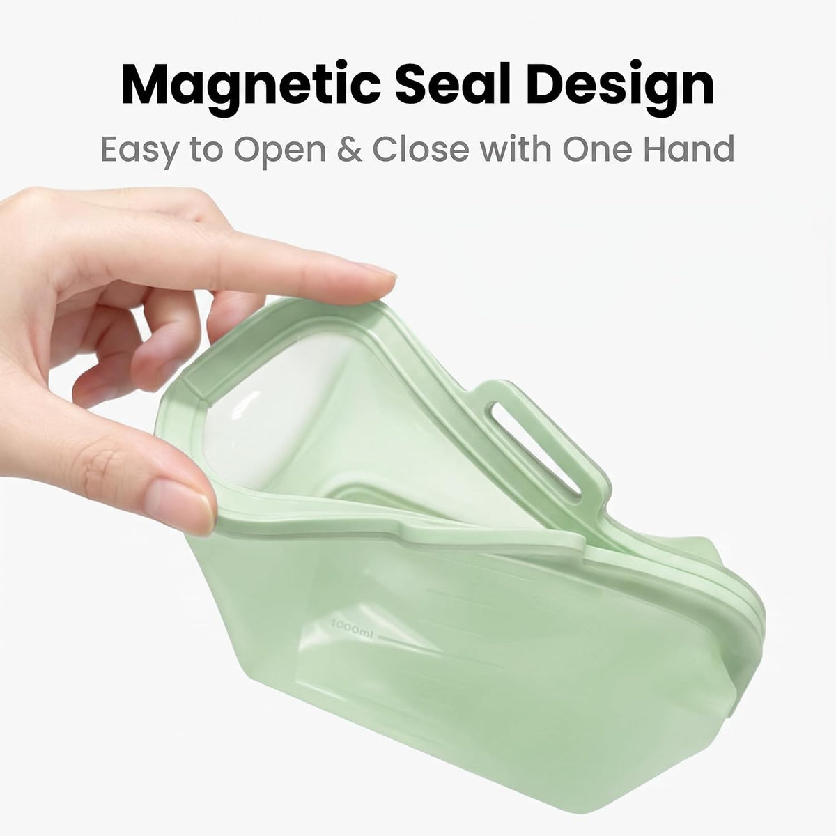 Reusable Silicone Food Storage Bags, Magnetic Seal, 50oz