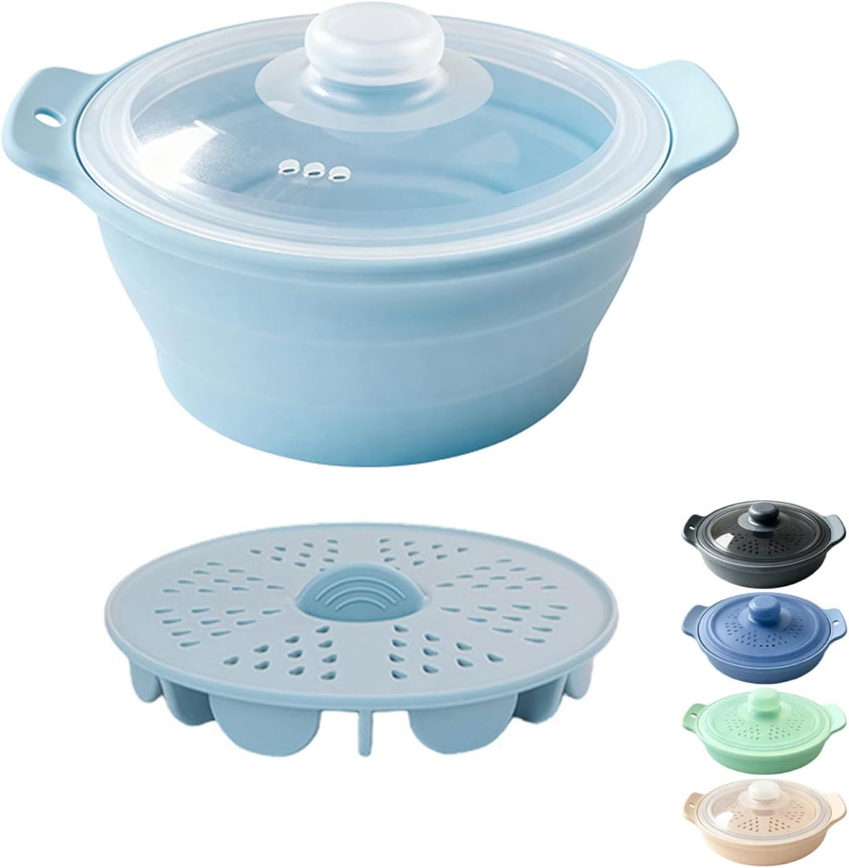 42oz Silicone Microwave Steamer For Cooking Food, Vegetable Steamer