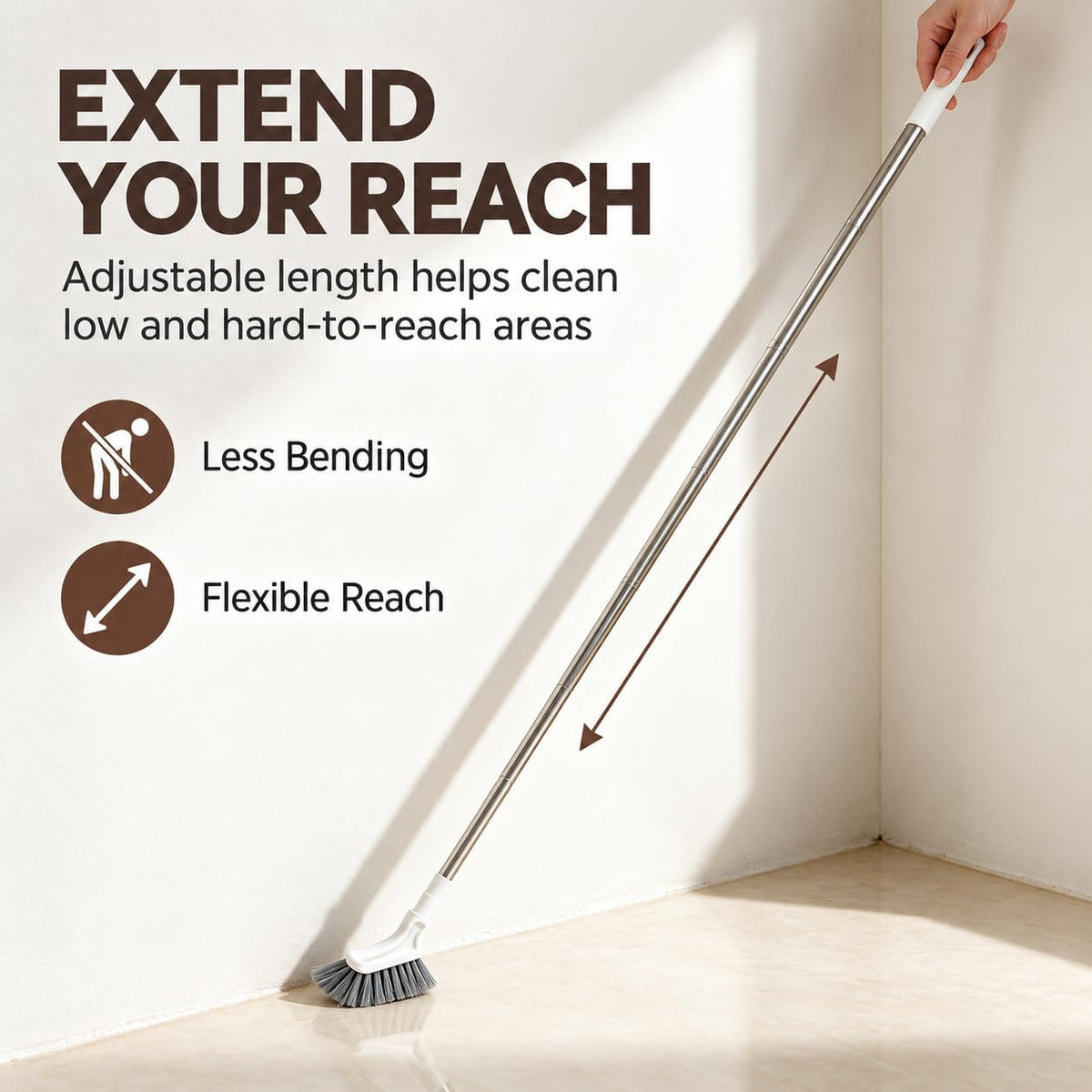 2PCS Telescoping Mini Magic Cleaning Brushes for Bathroom Crevices