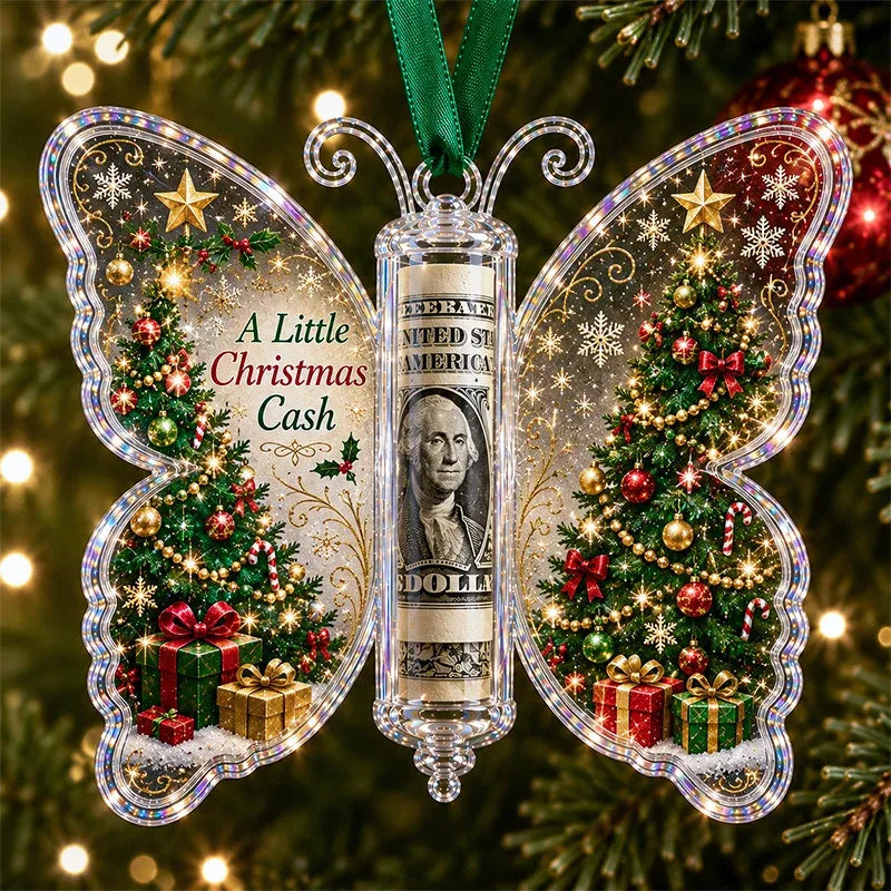 🔥Last Day 49% OFF🦋💵 Christmas Cash Gift Butterfly Ornament – Holiday Money Holder Keepsake 🎄✨