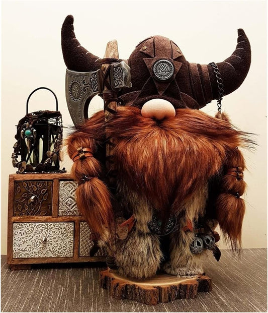 Halloween Special - Viking Warrior Gnome Doll, Fall Farmhouse Gnome Plush Decor Indoor, Nordic Gnomes Decorations for Home, Handcrafed Cute Scandinavian Style Gnomes for Kitchen Table Ornaments (A)…