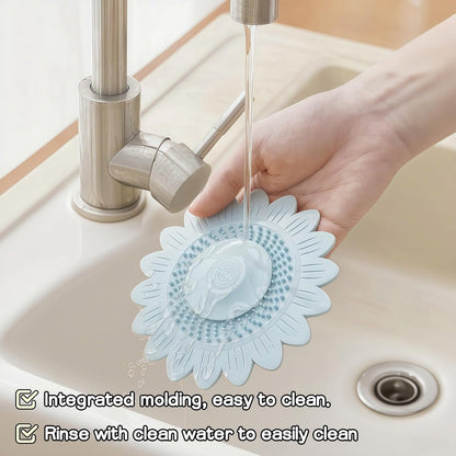 Sunflower Silicone Drain Cover,2-Pack Hair Catcher for Shower Tub Sink