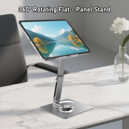 iPad Stand, Height Adjustable with 360 Rotating Base Holder for Desk