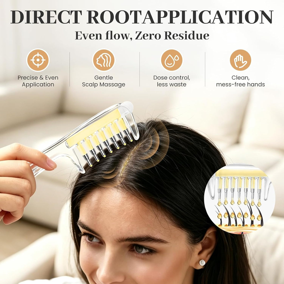 Scalp Oil Applicator Comb for Minoxidil, Serums Liquid Quick Root Delivery
