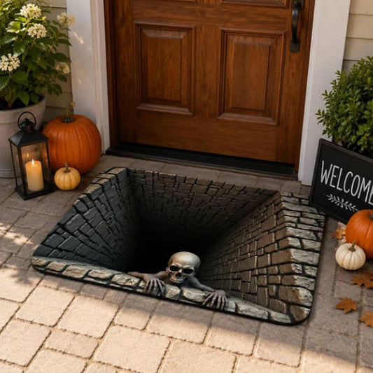 3D Halloween Rugs, Spooky Optical Illusion Skeleton Rug