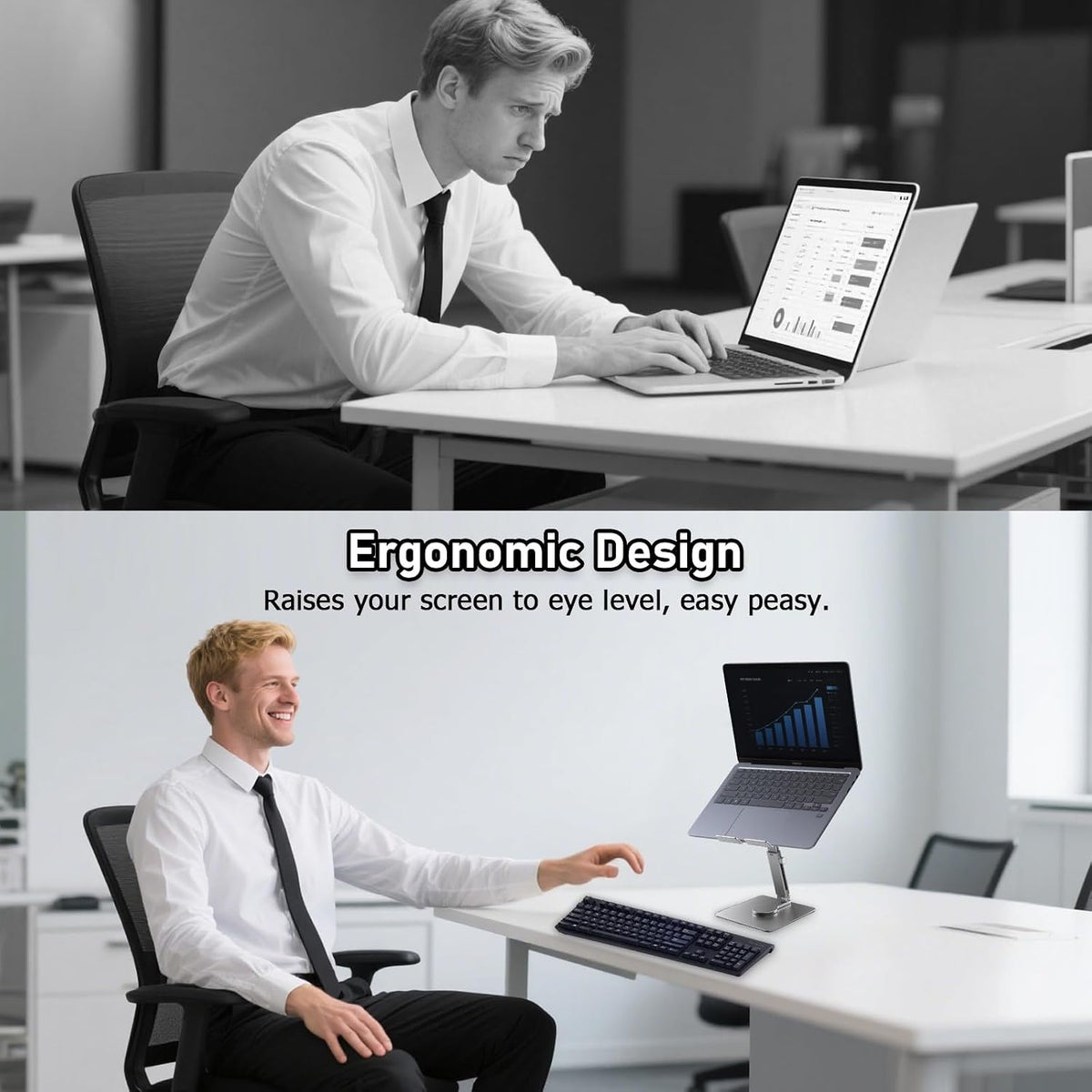 iPad Stand, Height Adjustable with 360 Rotating Base Holder for Desk