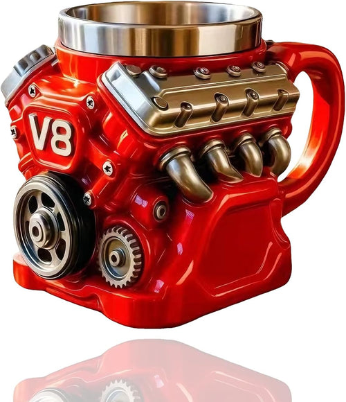 6.77OZ V8 Engine Coffee Mug Stainless Steel Cup for Father Partner Friend Car Enthusiast Gift