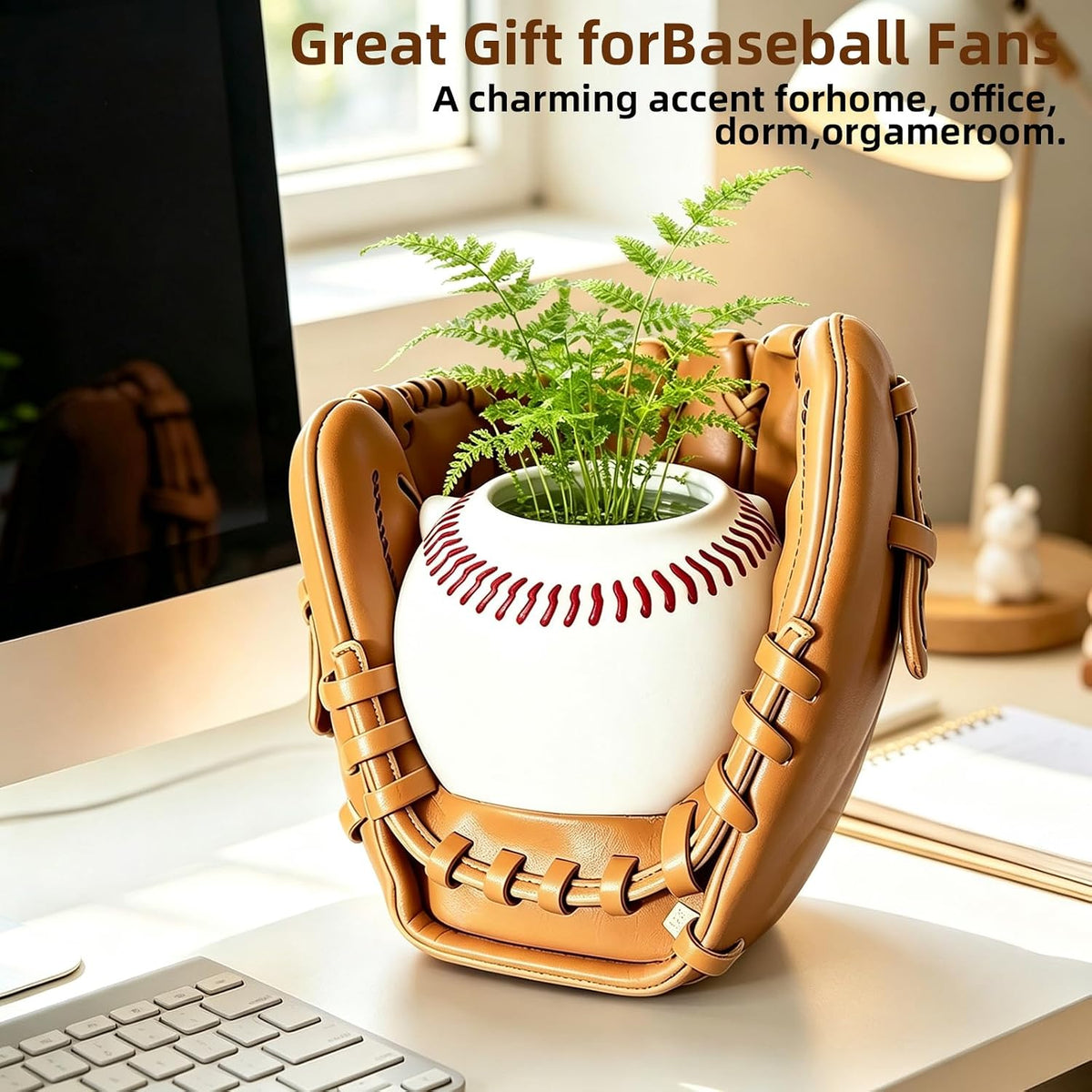 Spherical Flower Pot - Decorative Baseball Plant Pot