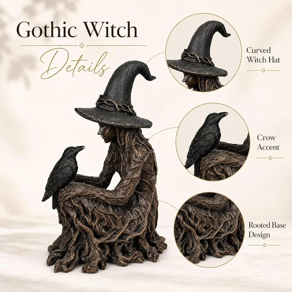 Cracker Barrel Witch Figurine,Gothic Witch Statue,Halloween Decor