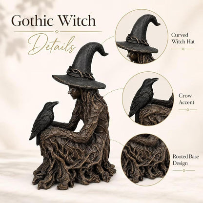Cracker Barrel Witch Figurine,Gothic Witch Statue,Halloween Decor