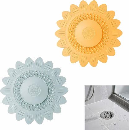 Sunflower Silicone Drain Cover,2-Pack Hair Catcher for Shower Tub Sink