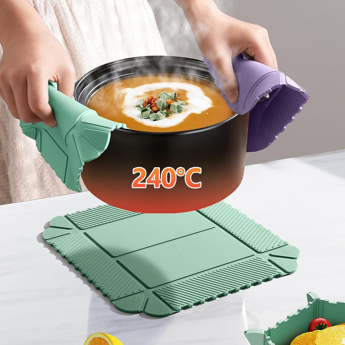 Magnetic Silicone Trivet & Pot Holder, Kitchen Heat Resistant Mat