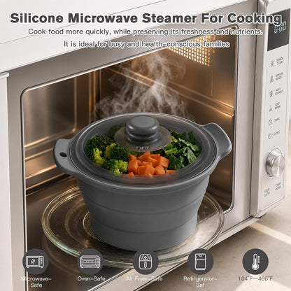 42oz Silicone Microwave Steamer For Cooking Food, Vegetable Steamer