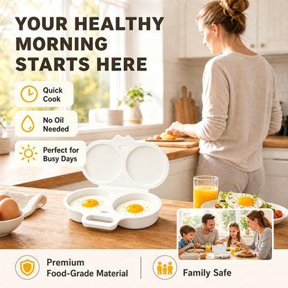 2026 New Dual Microwave Egg Cooker Two Cavity -Light Gray And White
