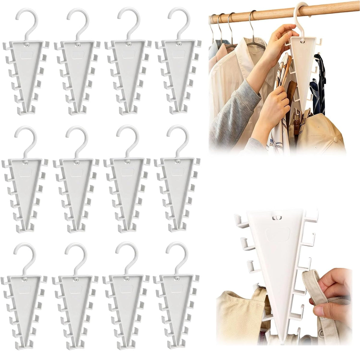 V Shaped Double-Sided Closet Organizer Hanger, 12 Hook Rotating Hanger，4PCS