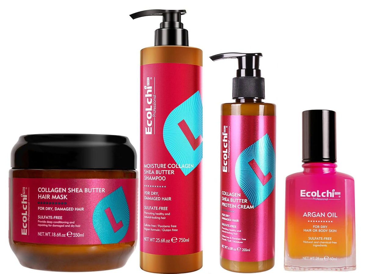Collagen Hair Mask Shampoo Leaving-in Conditioner Argan Oil Set Collagen Hair Treatment Deep Repair Conditioning for Dry Damaged Hair All Hair Types