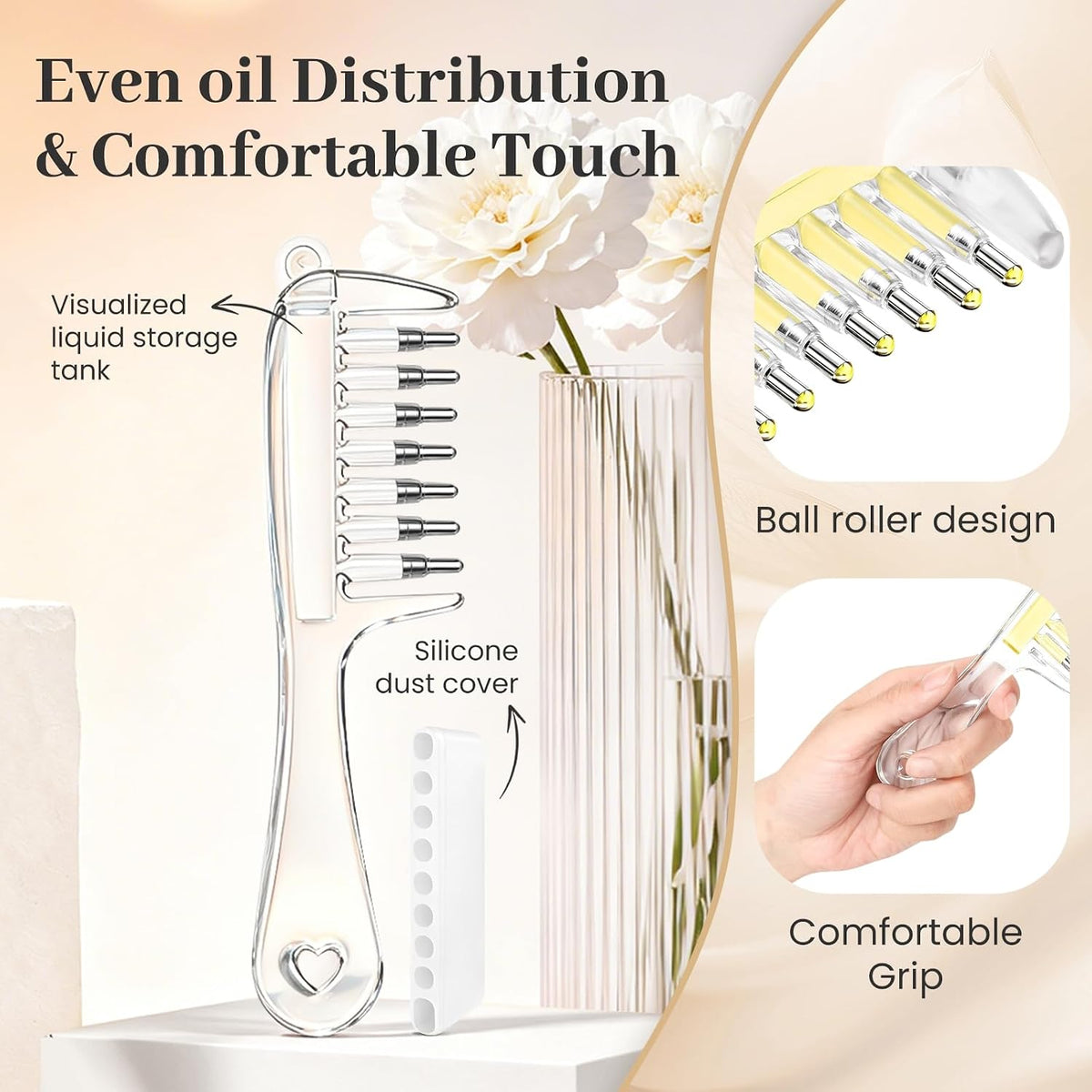Scalp Oil Applicator Comb for Minoxidil, Serums Liquid Quick Root Delivery