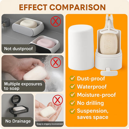 Bar Soap Grinder Dispenser, Wall-Mounted Bar Soap Powder Box for Kitchen Bathroom Toilet Sink Accessory (No Desiccant)