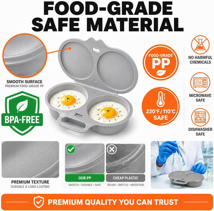 2026 New Dual Microwave Egg Cooker Two Cavity -Light Gray And White