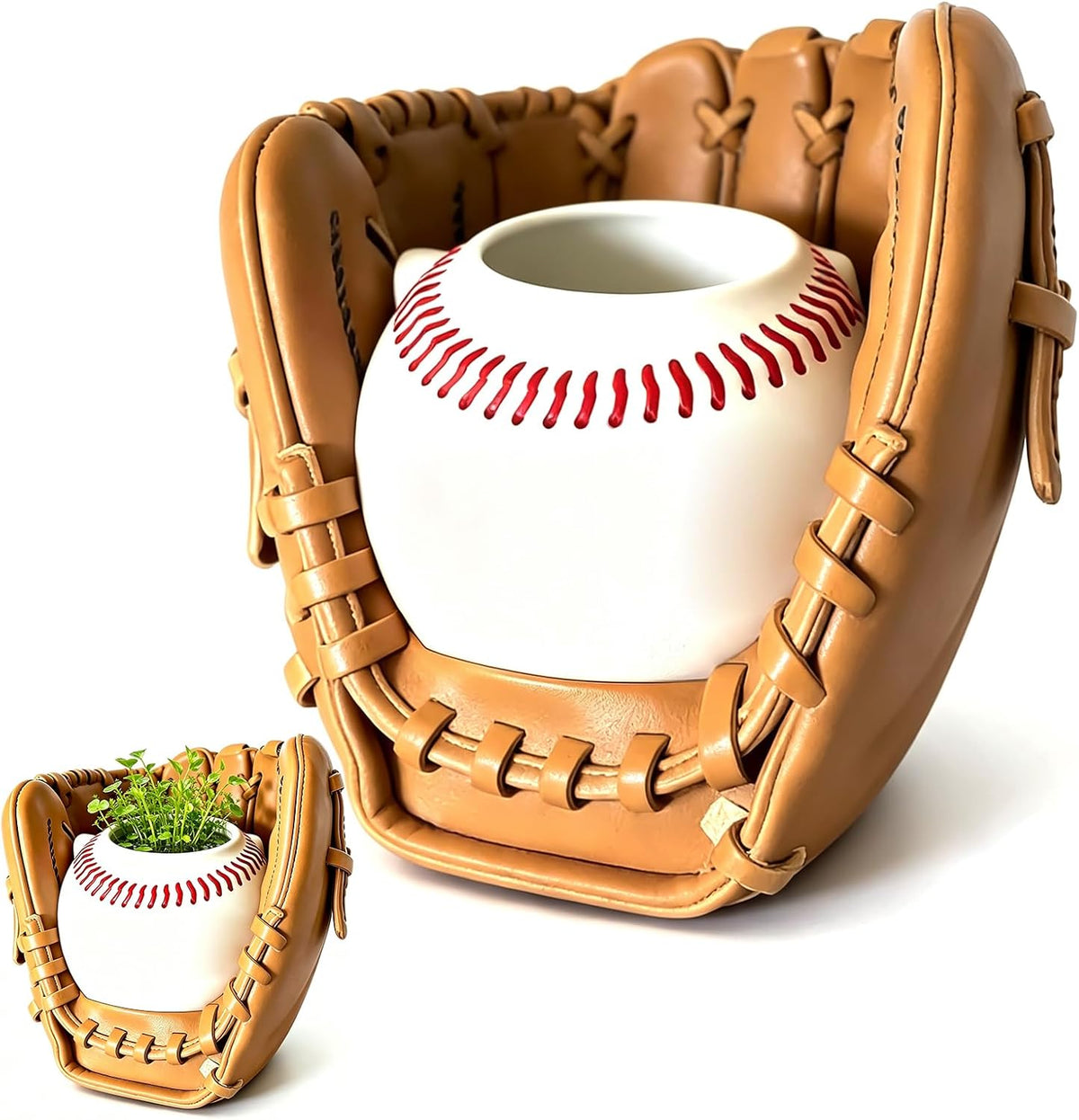 Spherical Flower Pot - Decorative Baseball Plant Pot