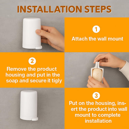 Bar Soap Grinder Dispenser, Wall-Mounted Bar Soap Powder Box for Kitchen Bathroom Toilet Sink Accessory (No Desiccant)