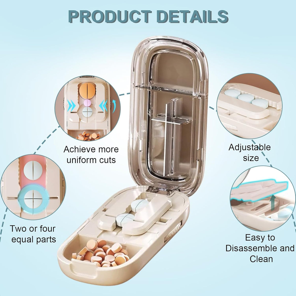 💊 Portable Pill Cutter｜Clean & Accurate Medicine Splitter