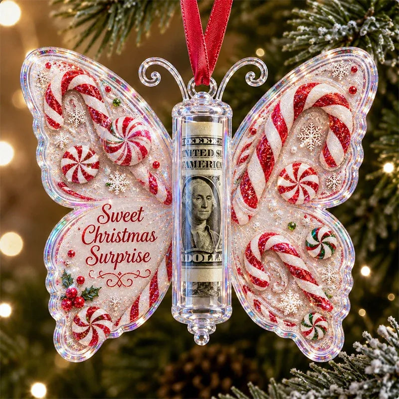 🔥Last Day 49% OFF🦋💵 Christmas Cash Gift Butterfly Ornament – Holiday Money Holder Keepsake 🎄✨