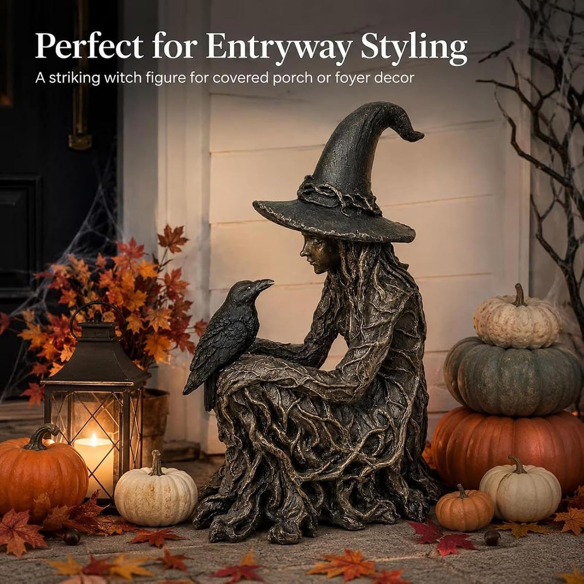 Cracker Barrel Witch Figurine,Gothic Witch Statue,Halloween Decor