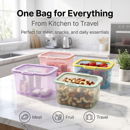 Reusable Silicone Food Storage Bags, Magnetic Seal, 50oz