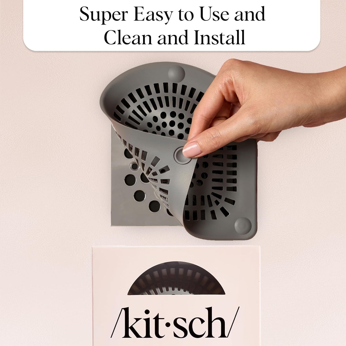 Kitsch Shower Drain Hair Catcher - Sink Drain Strainer - Grey