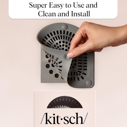 Kitsch Shower Drain Hair Catcher - Sink Drain Strainer - Grey