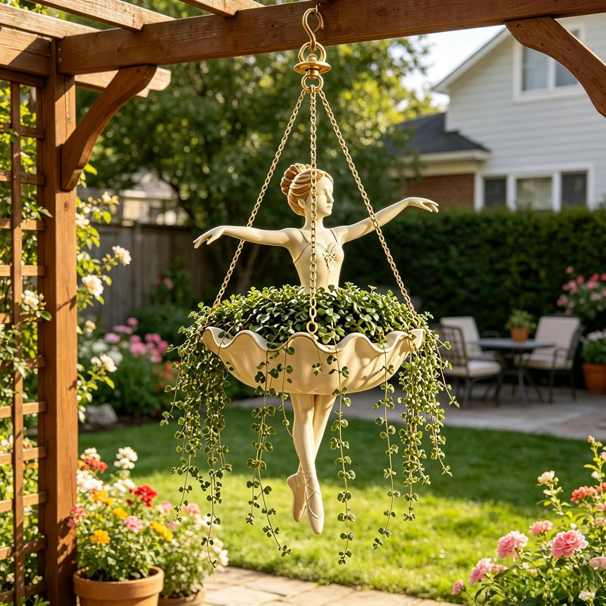 Ballet Dancer Hanging Planter Hanging,Basket for Indoor Outdoor Decor,Cute Ballerina Basket for Succulents Spider Plant,Whimsical Ballerina Plant Holder, Dance Teacher Gift，1