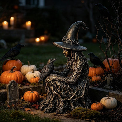 Cracker Barrel Witch Figurine,Gothic Witch Statue,Halloween Decor