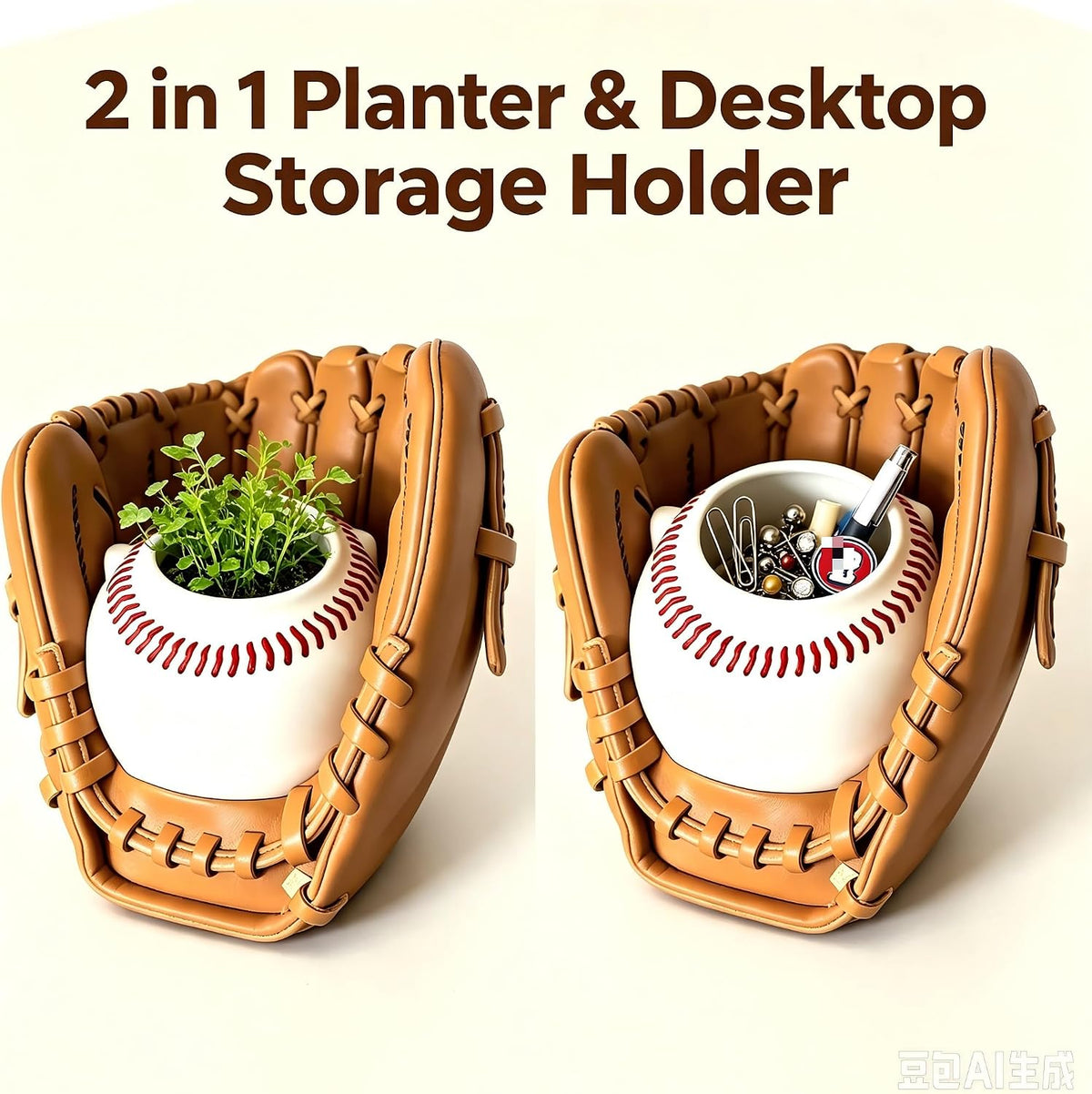 Spherical Flower Pot - Decorative Baseball Plant Pot