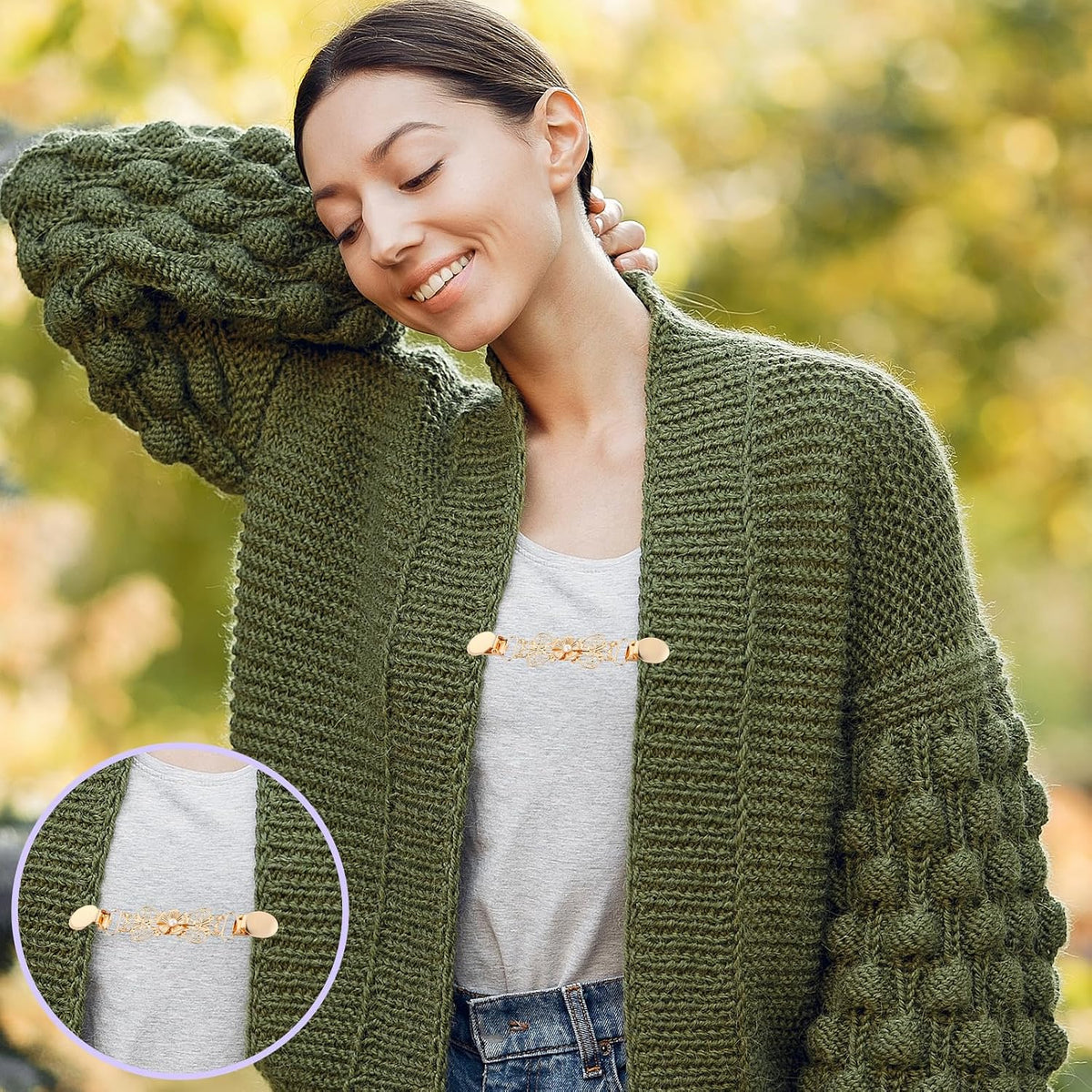 4pcs Pearl Dress Clips 4 Style Back Cinch Clips Set Vintage Sweater Pearl Brooch Dress Shirt Ties for Women Sweater Cardigan