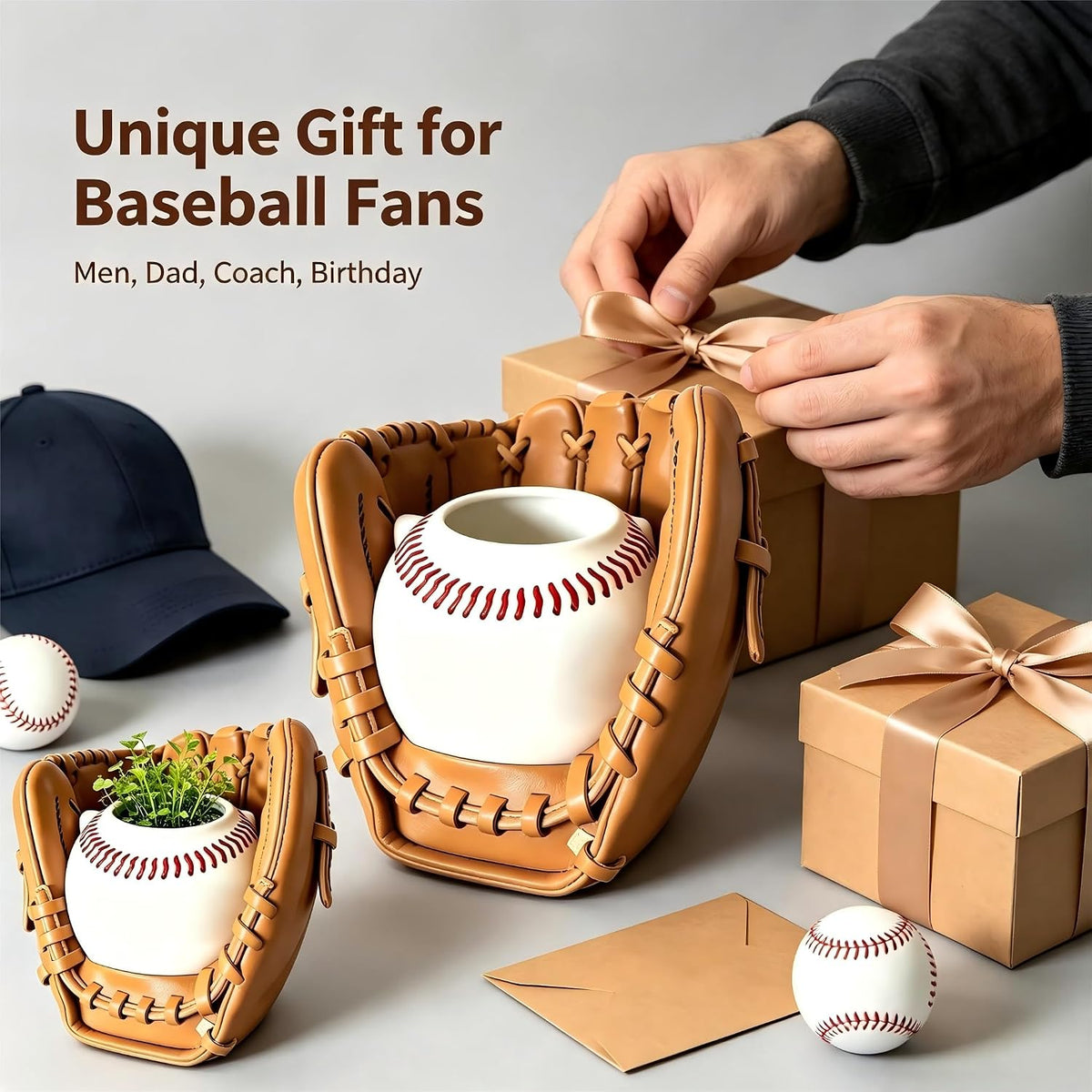 Spherical Flower Pot - Decorative Baseball Plant Pot